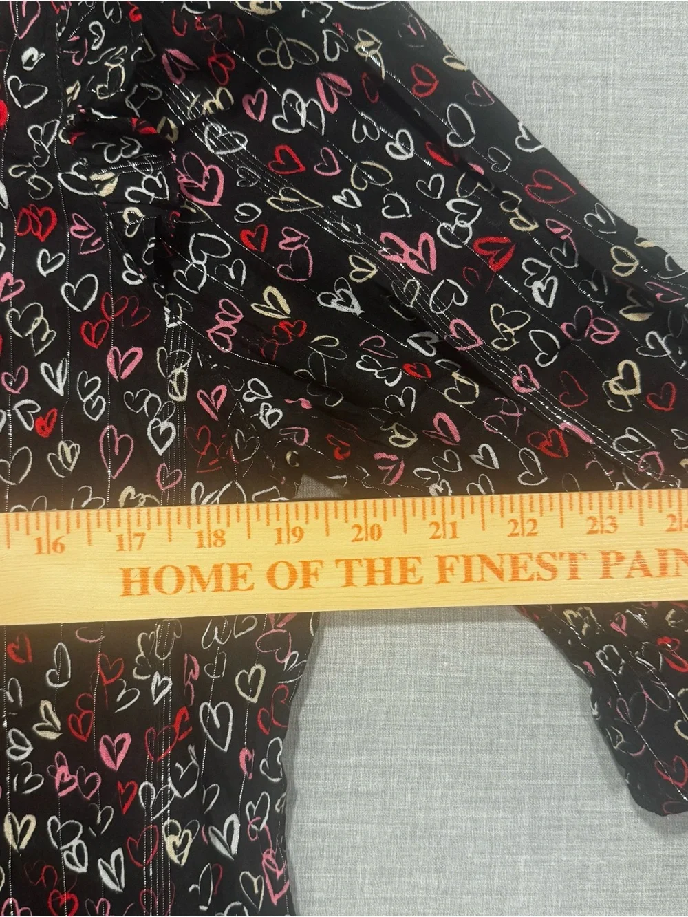 LOFT Black Heart-Print Blouse with Pink & Red Accents